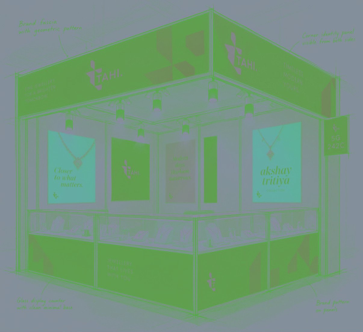 Tahi jewellery booth sketch